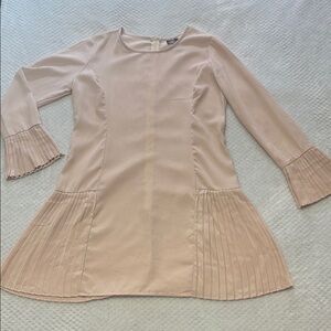 Pink Ribbed Sheath Dress with Bell Sleeves for Cocktail